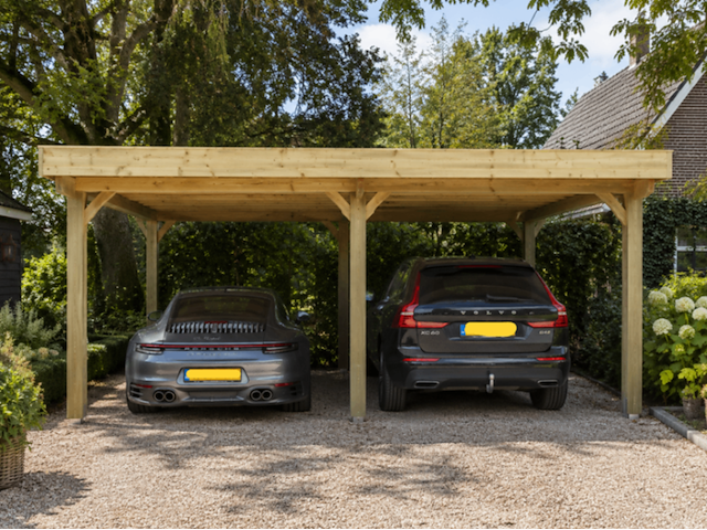 Dubbele carport 750x600x270 cm, vrijstaand - afbeelding 1 van  3