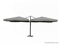 Dubbele hangende parasol donkergrijs (2 * 300x300cm) - afbeelding 1 van  3
