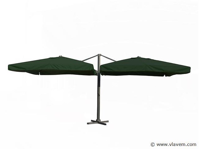 Dubbele hangende parasol donkergroen (2 * 300x300cm) - afbeelding 1 van  3