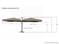Dubbele hangende parasol donkergroen (2 * 300x300cm) - afbeelding 2 van  3