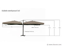 Dubbele hangende parasol oranje (2 * 300x300cm) - afbeelding 2 van  3