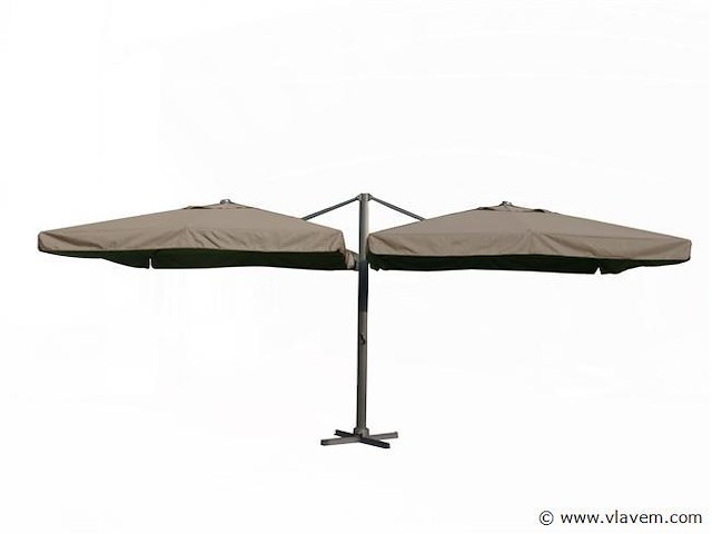 Dubbele hangende parasol taupe / sandy (2 * 300x300cm) - afbeelding 1 van  3