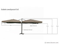 Dubbele hangende parasol wit (2 * 300x300cm) - afbeelding 2 van  3