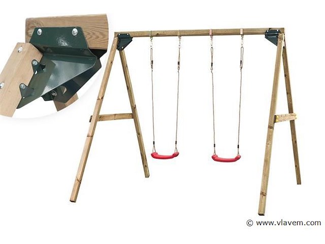 Dubbele houten schommel - afbeelding 2 van  4