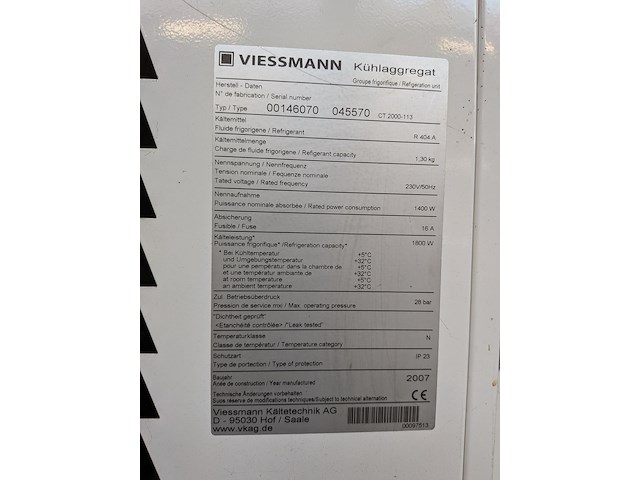 Dubbele koelcel met roldeur viessmann, ct 3000 lidl, ct 2000 113, bouwjaar 2011 - afbeelding 3 van  24