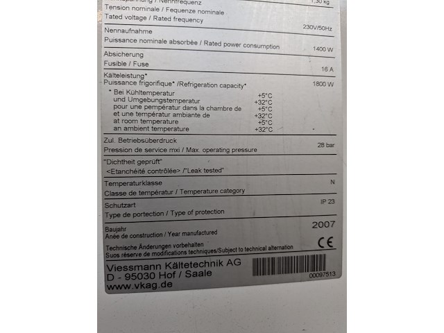 Dubbele koelcel met roldeur viessmann, ct 3000 lidl, ct 2000 113, bouwjaar 2011 - afbeelding 6 van  24