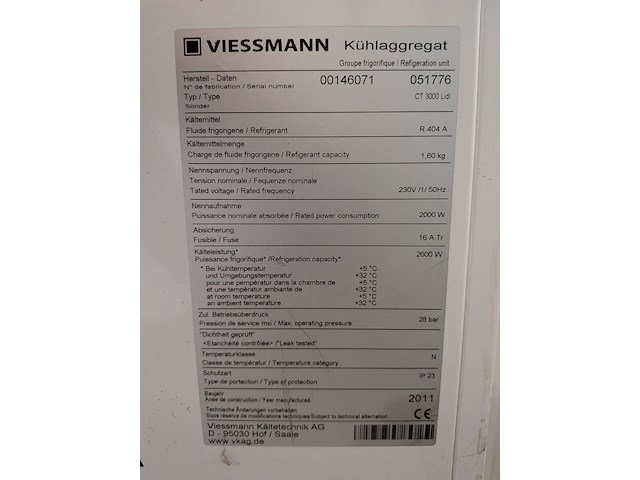 Dubbele koelcel met roldeur viessmann, ct 3000 lidl, ct 2000 113, bouwjaar 2011 - afbeelding 10 van  24