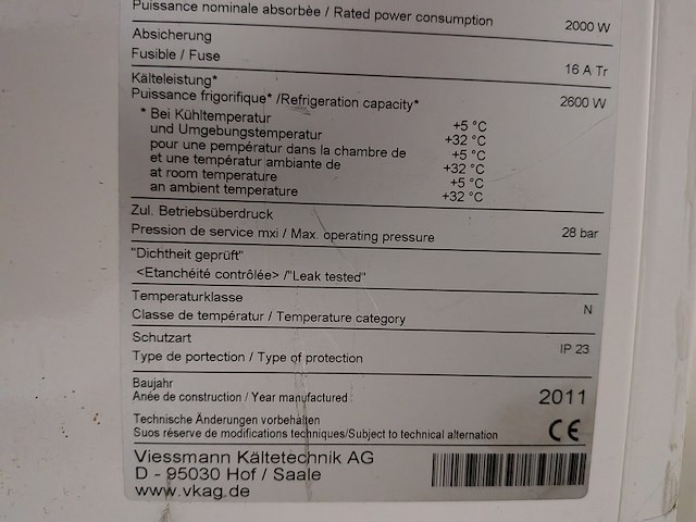 Dubbele koelcel met roldeur viessmann, ct 3000 lidl, ct 2000 113, bouwjaar 2011 - afbeelding 13 van  24