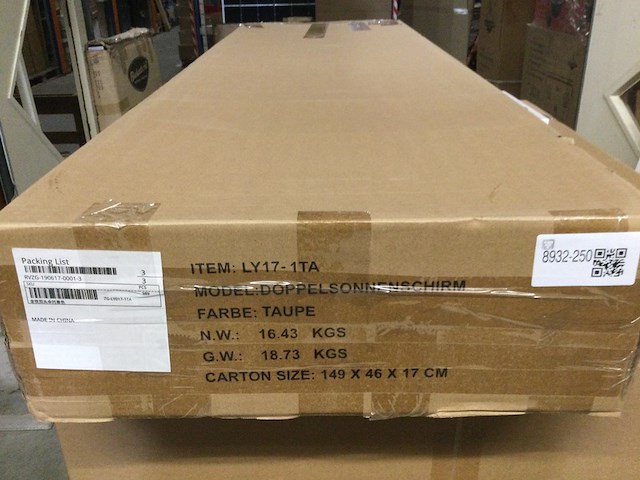 Dubbele parasol ziigo, ly-17-1ta, taupe - afbeelding 3 van  3