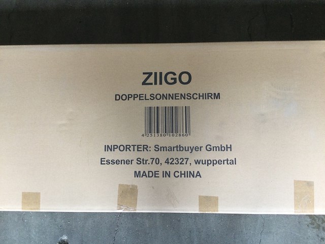 Dubbele parasol, ziigo, ly-17-1ta, taupe - afbeelding 3 van  3