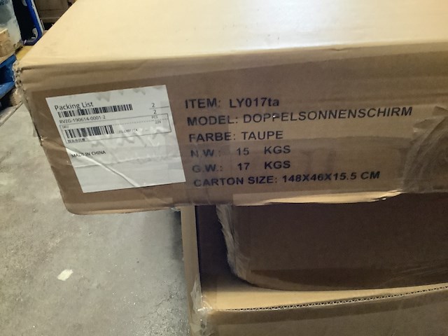 Dubbele parasol ziigo, ly017ta, taupe - afbeelding 3 van  3