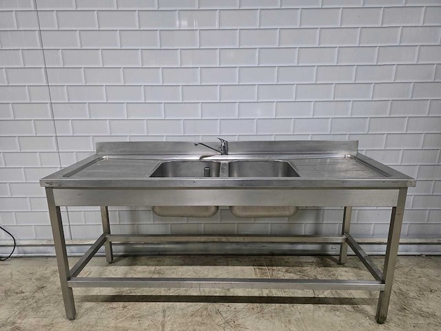 Dubbele rvs spoeltafel - afbeelding 1 van  5