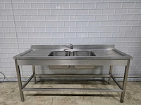Dubbele rvs spoeltafel - afbeelding 1 van  5