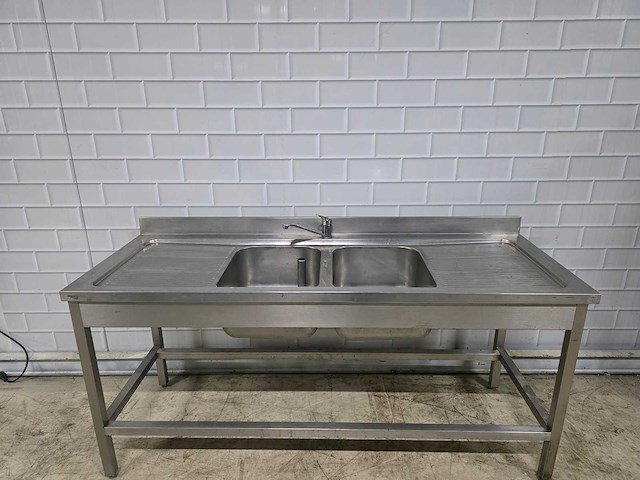 Dubbele rvs spoeltafel - afbeelding 2 van  5