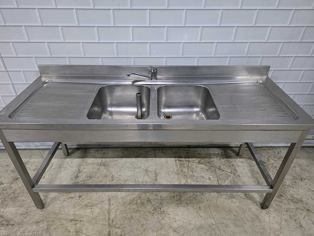 Dubbele rvs spoeltafel - afbeelding 3 van  5