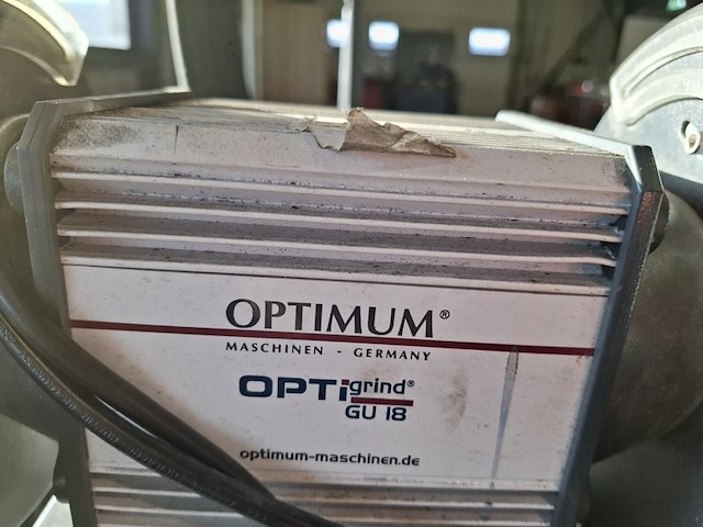 Dubbele slijpsteen op statief optimum, optigrind gu 18, bouwjaar 2019 - afbeelding 3 van  6