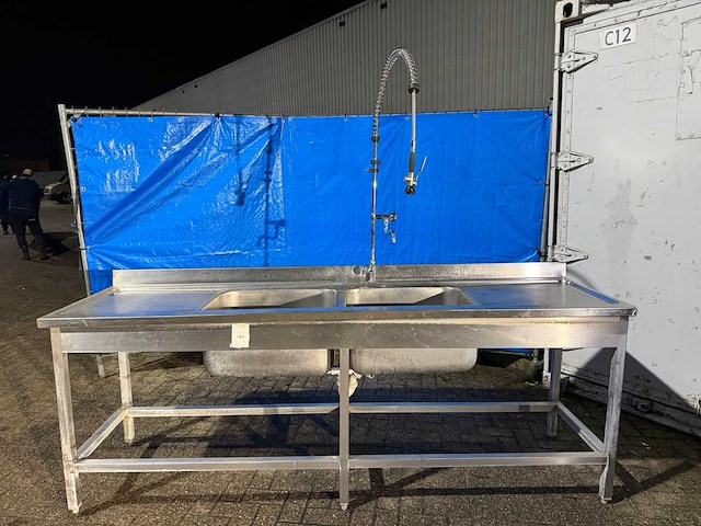 Dubbele spoeltafel 250cm - afbeelding 1 van  5