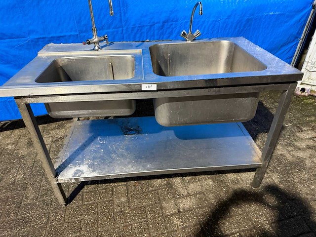 Dubbele spoeltafel - afbeelding 1 van  3