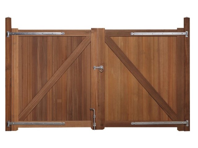 Dubbele tuinpoort deuren, licht verkleurd - afbeelding 1 van  2