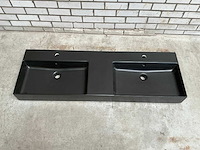 Dubbele wastafel mat zwart 140 x 46 cm - afbeelding 1 van  4