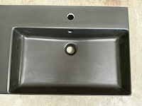 Dubbele wastafel mat zwart 140 x 46 cm - afbeelding 5 van  6