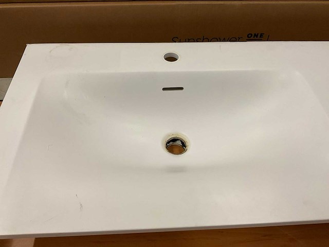 Dubbele wastafel solid surface 141x46 cm - afbeelding 3 van  3
