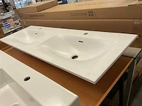 Dubbele wastafel solid surface 141x46 cm - afbeelding 2 van  4