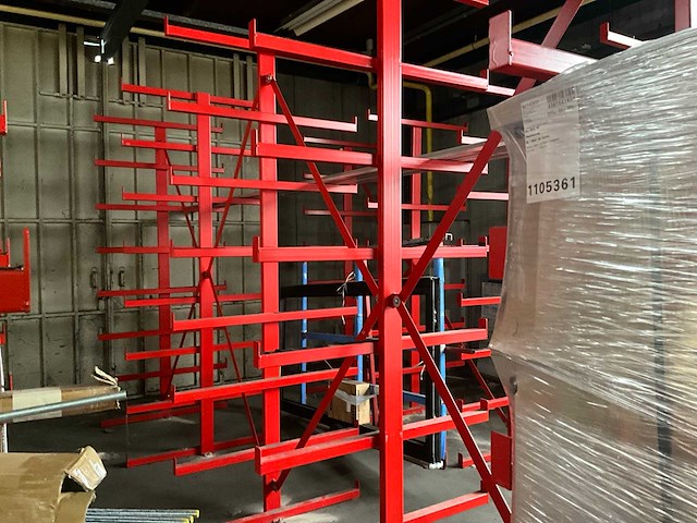 Dubbelzijdige draagarmstelling 5 meter v.v. 8 niveaus, armlengte 55cm - afbeelding 1 van  4