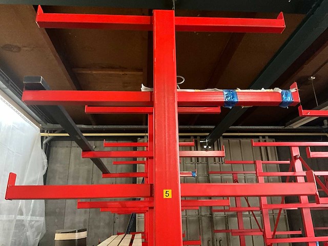 Dubbelzijdige draagarmstelling 5 meter v.v. 8 niveaus, armlengte 55cm - afbeelding 3 van  4