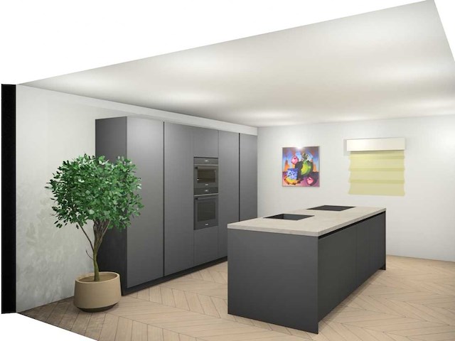 Duitse keuken - antraciet lak mat - keukenopstelling - afbeelding 2 van  34