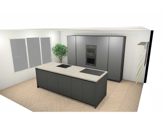 Duitse keuken - antraciet lak mat - keukenopstelling - afbeelding 27 van  34