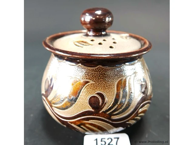 Duitse vintage keramische dekselpot - afbeelding 1 van  5