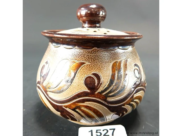 Duitse vintage keramische dekselpot - afbeelding 2 van  5