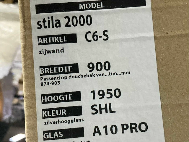 Duka - stila 2000 - douche zijwand 90 x 195 cm - afbeelding 4 van  5