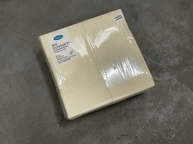 Duni bio d-soft cream doos á 6x60 stuks servetten (18x) - afbeelding 1 van  3