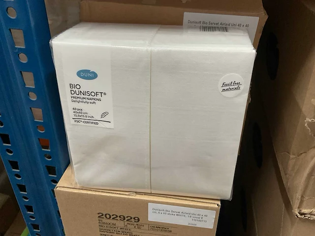 Duni bio d-soft white doos á 6x60 stuks servetten (4x) - afbeelding 1 van  2