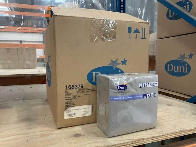 Duni greige doos á 16x125 stuks servetten - afbeelding 2 van  3
