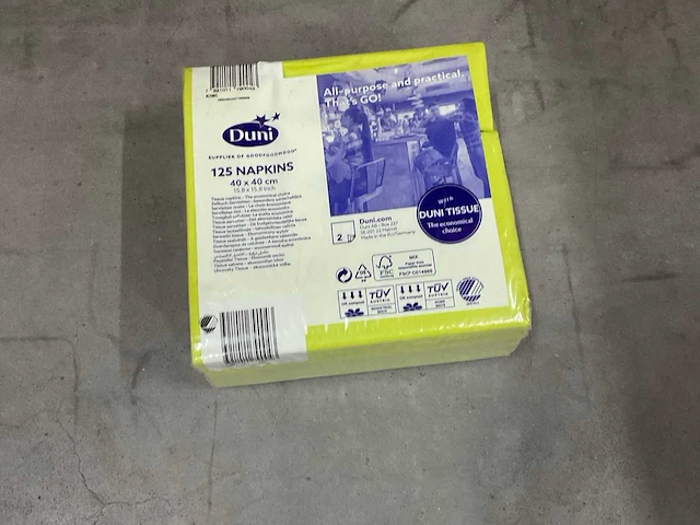 Duni kiwi doos á 10x125 stuks servetten (2x) - afbeelding 1 van  3