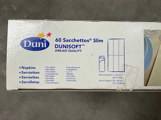 Duni slim airlaid dune doos á 60 stuks bestekzakjes (8x) - afbeelding 2 van  3