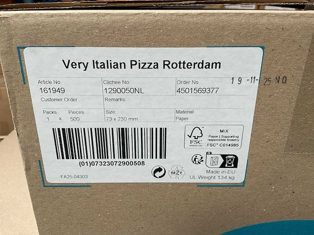 Duni very italian pizza 73x230mm doos á 500 stuks bestekzakjes (7x) - afbeelding 4 van  4