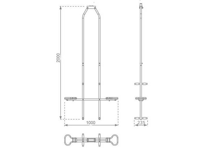 Duo schommel voor rondhout - 100x23,5x200 cm - afbeelding 3 van  3