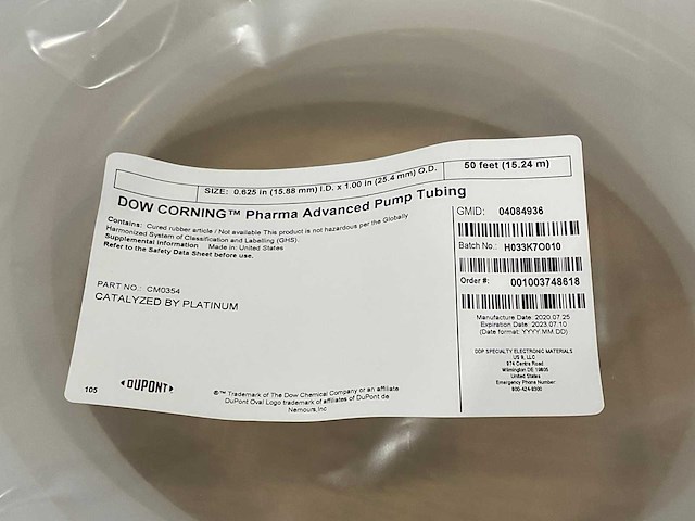 Dupont - pharma advanced pump tubing - siliconen slang 1524 cm (4x) - afbeelding 5 van  6