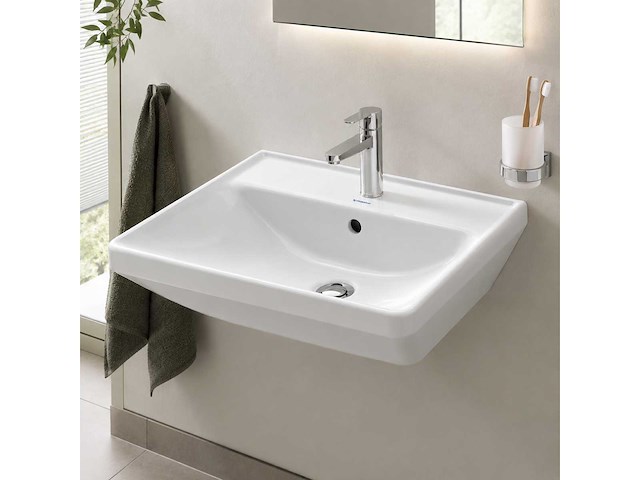 Duravit 236655 d-neo wastafel 550mm wit met kraangat met overloop - afbeelding 1 van  5