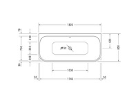 Duravit happy d.2 180x80cm halfvrijstaand bad met paneel - afbeelding 3 van  5