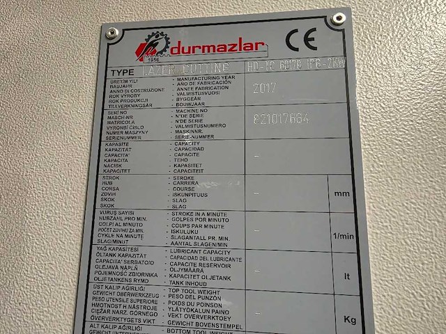 Durma - 2017 - hd tc 60170 ipg - lasersnijmachine - afbeelding 4 van  20