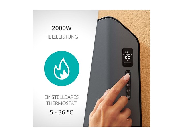 Duux edge 2000w smart convectorkachel grijs - afbeelding 3 van  5