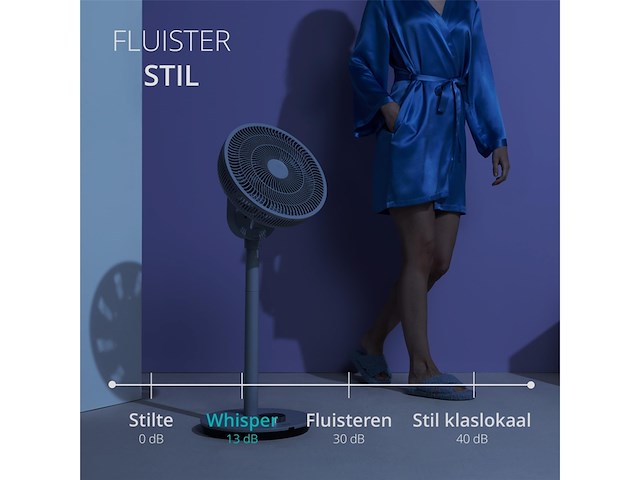 Duux whisper flex smart statiefventilator met dock & accu greige - afbeelding 4 van  6