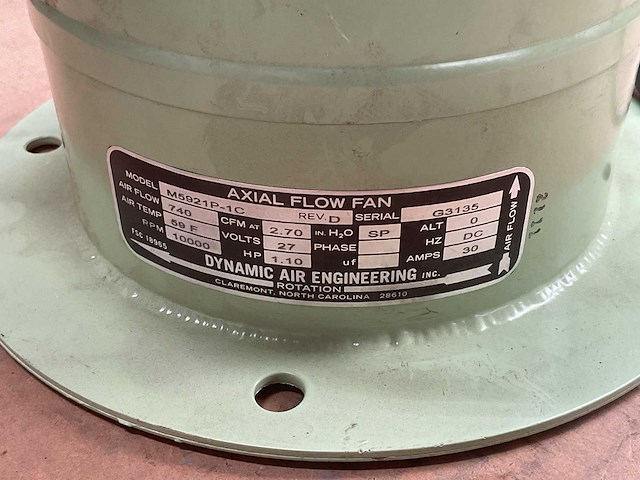 Dynamic air engineering m5921p-1c axial flow fan - afbeelding 3 van  4