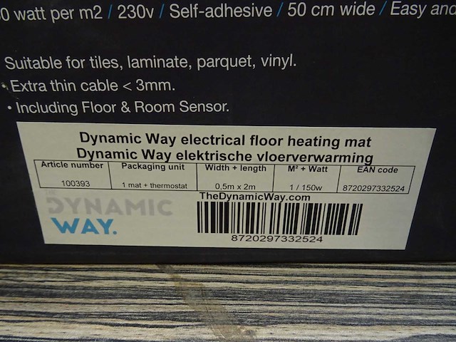 Dynamic way - elektrische vloerverwarming met thermostaat - afbeelding 2 van  2