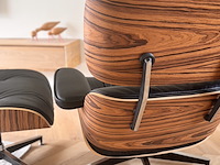 Eames lounge chair met ottoman in palissander en echt zwart leer replica, palissander / zwart - afbeelding 7 van  11